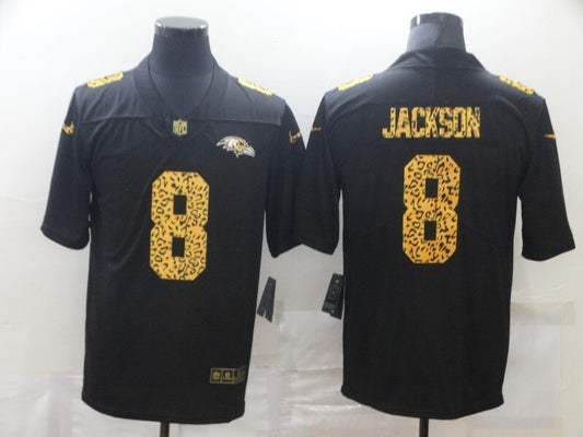 Baltimore Ravens #8 Lamar Jackson Black Leopard Print 147