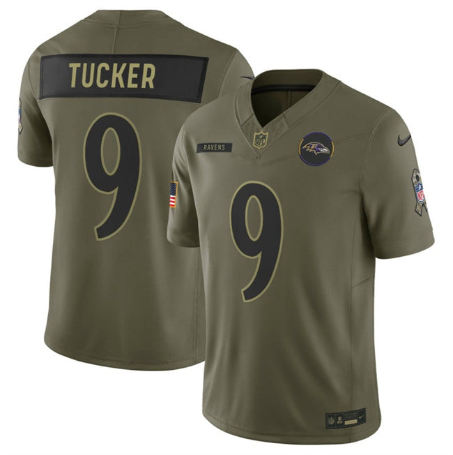 Baltimore Ravens #9 Justin Tucker Olive 2025 F.U.S.E. Salute to Service Limited