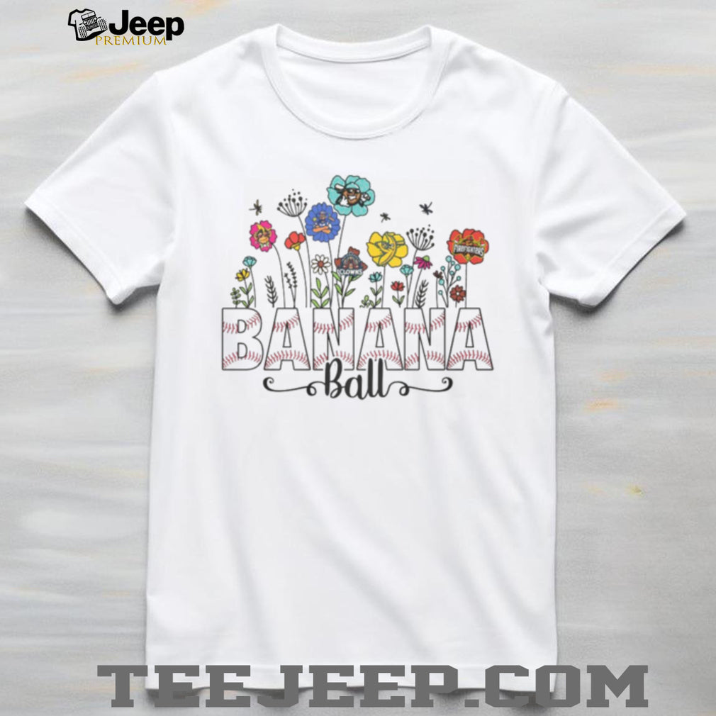 Banana Ball Floral Baseball Script Design Cute Women’s Game Day T Shirt