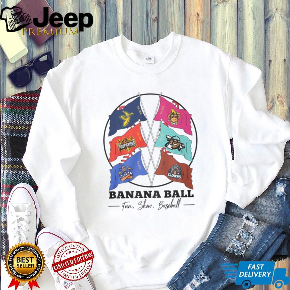 Banana Ball Team Flags Fun Show Baseball Mascot Cross Flags T Shirt
