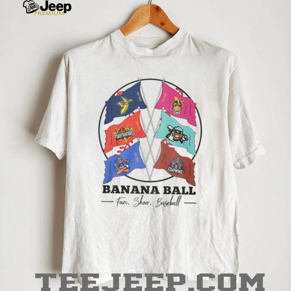 Banana Ball Team Flags Fun Show Baseball Mascot Cross Flags T Shirt