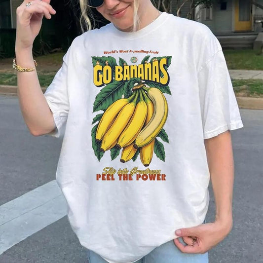 Banana Commercial Graphic Tee, Fruit Label T-Shirt, Cute Banana Style for Fruit Lovers
