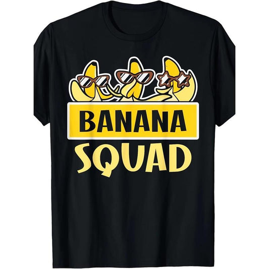Banana Squad" Funny Cotton T-Shirt for Men - Perfect for Halloween & Casual Wear, Short Sleeve, Crew Neck Made in USA