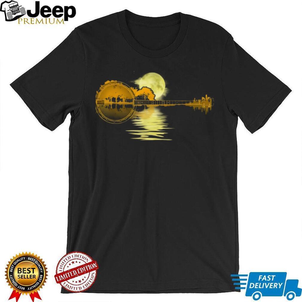 Banjo Landscape Reflections Under Full Moon Music T Shirt