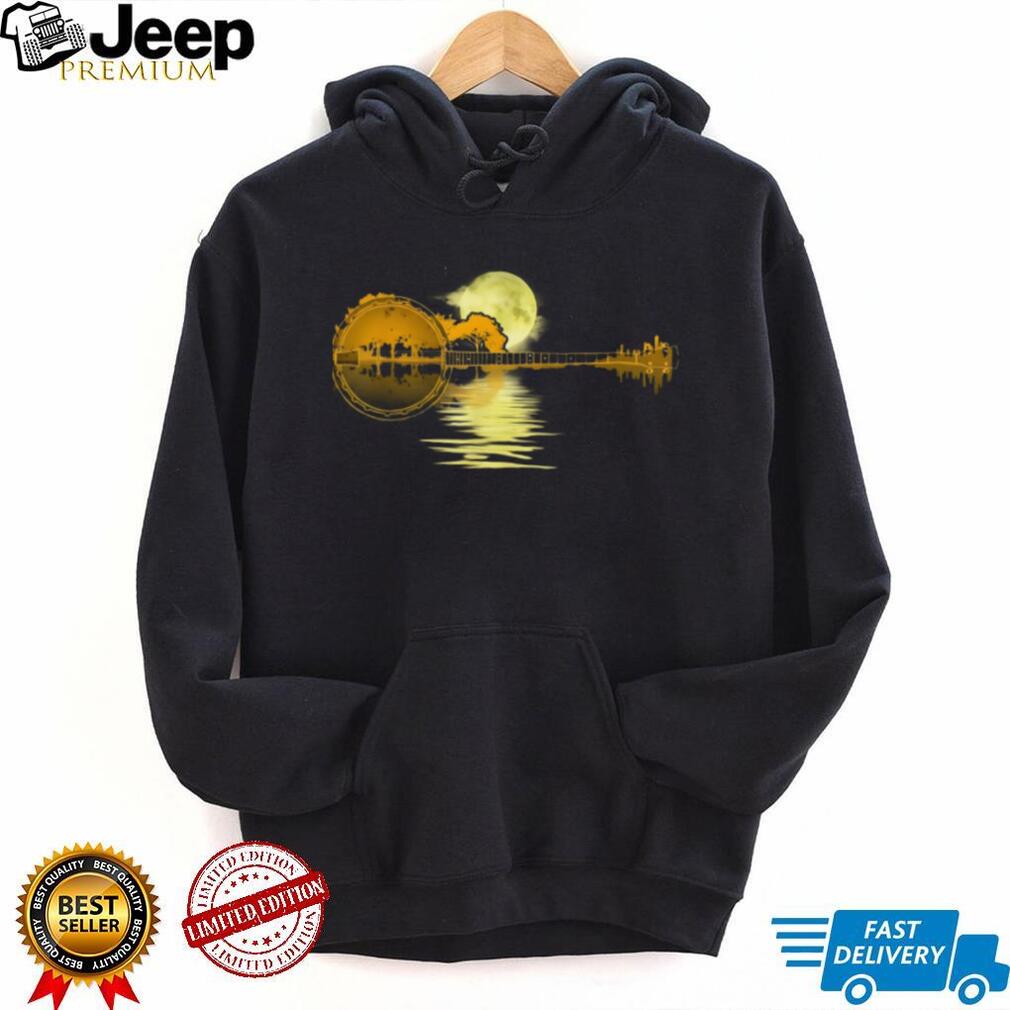 Banjo Landscape Reflections Under Full Moon Music T Shirt