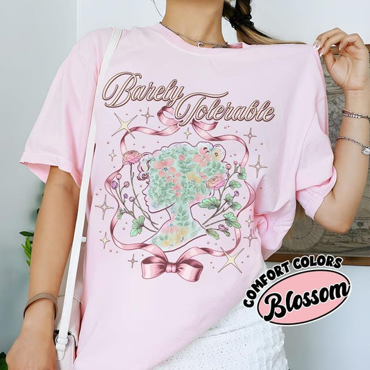 Barely Tolerable Pride and Prejudice Comfort Colors Shirt, Jane Austen Fan T-Shirt, Book Lover Tee, Bookish Literary Gift  Womenswear