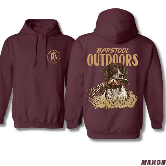Barstool Outdoors Hoodie - Country boy clothing, Hunting Dog Design, Perfect for Outdoor Adventures, Comfortable and Warm, Hoodie For Men, Hoodie For Women Menswear Sweaters. Tops Underwear