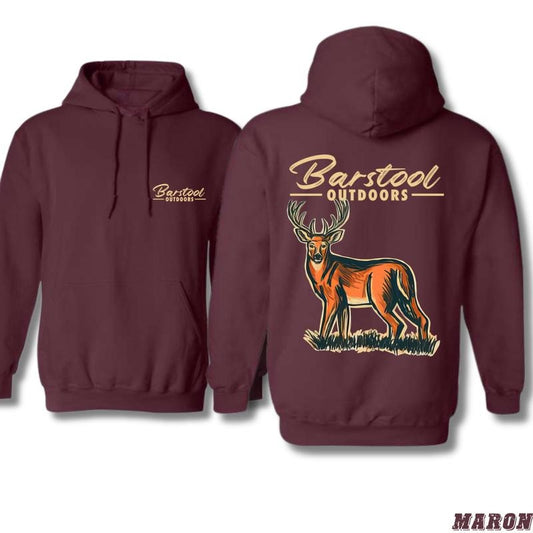 Barstool Outdoors Hoodie - Hoodies For Country Girls, Deer Design, Ideal for Outdoor Enthusiasts, Comfortable and Warm, Hoodie For Men, Hoodie For Women Menswear Sweaters. Tops Underwear