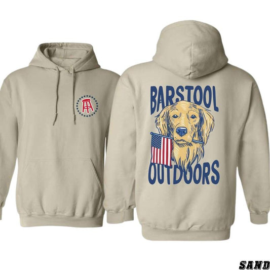 Barstool Outdoors Hoodie - Patriotic Dog Design, Country Boy Clothing, Perfect for Outdoor Enthusiasts, Ideal for Casual Wear, Comfortable and Stylish, Hoodie For Men, Hoodie For Women Menswear Sweaters Tops Underwear