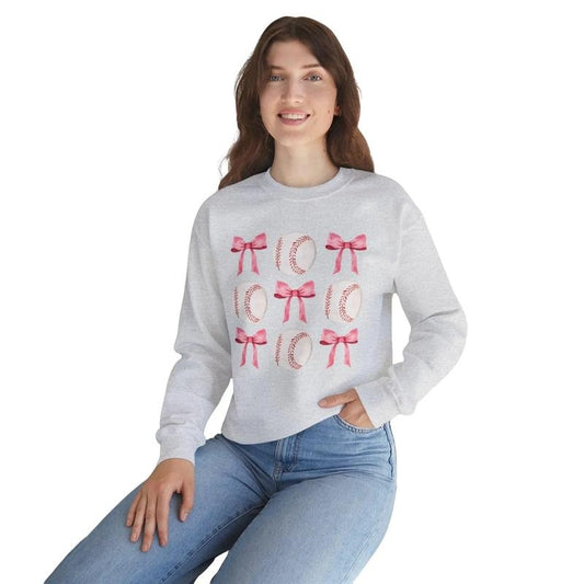 Baseball And Bows Sweatshirt, Stylish Coquette Aesthetic, Baseball Mom Sweater, Baseball Girlfriend, Unisex, Gifts For Her Women, Short Sleeve Tee Shirt, Gifts Ideas For Women, Gifts For Birthday Mothers Day Fit Womenswear