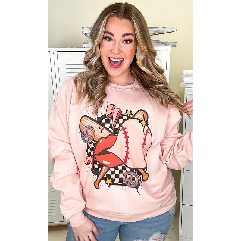 Baseball Bubble Graphic Sweatshirt