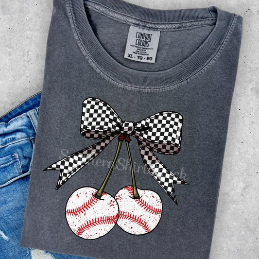 Baseball Cherries T shirt  | Baseball Mama Shirt | Pepper comfort colors t shirt