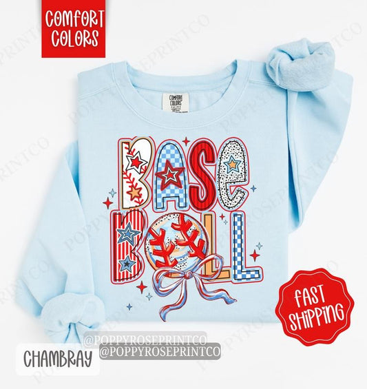 Baseball Comfort Colors Sweatshirt, Baseball Women's Crewneck, Cute Baseball Women's Sweater