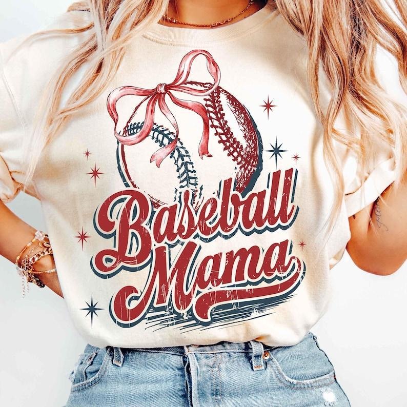 Baseball Mama Tshirt-sweatshirt-hoodie, Coquette Bow , Baseball Mom , Baseball Bow , Retro Baseball , Game Day , Sports T-shirt, tshirt hot trend 2025