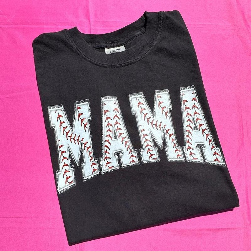 Baseball Mama Varsity Letter Comfort Colors T-Shirt 'NLB' Hoodie, Sweatshirt | WearSparks.com