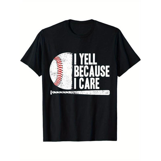 Baseball Printed, Men's Cotton Graphic T-shirt, Casual Short Sleeve Crew Neck Gamer T-shirt, Men's Tee For Outdoor made in usastyle{n002}14