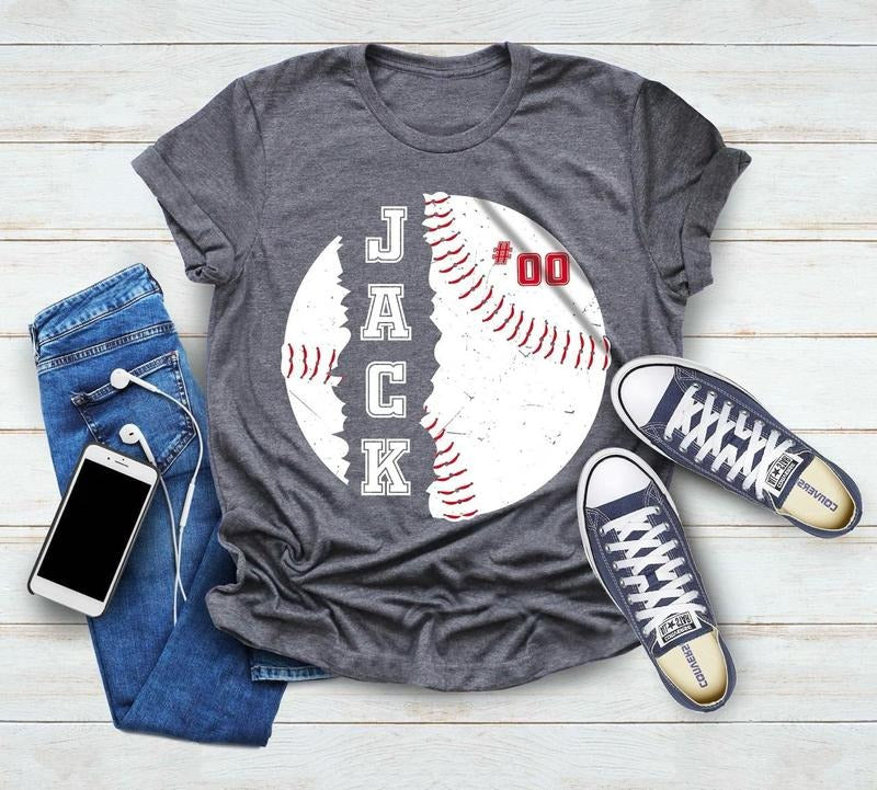 Baseball Shirt With Custom Number And Name, Sports T-Shirt, Baseball Mom Tee, Personalized Baseball Shirt, Baseball Team T-Shirt, Game Day Tee