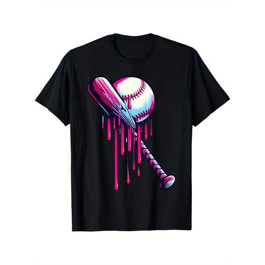 Baseball Sprinkle Drip for Men T-Shirt for Men, Soft Fabric, Breathable, Comfortable Short Sleeve Tees Perfect for Gift, S-XXXL