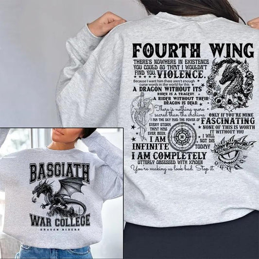 Basgiath Dragon Sweatshirt, Onyx Storm Sweatshirt, Booktok Crewneck, Fourth Wing Hoodie, Dragon Rider Tshirt, Bookish,...