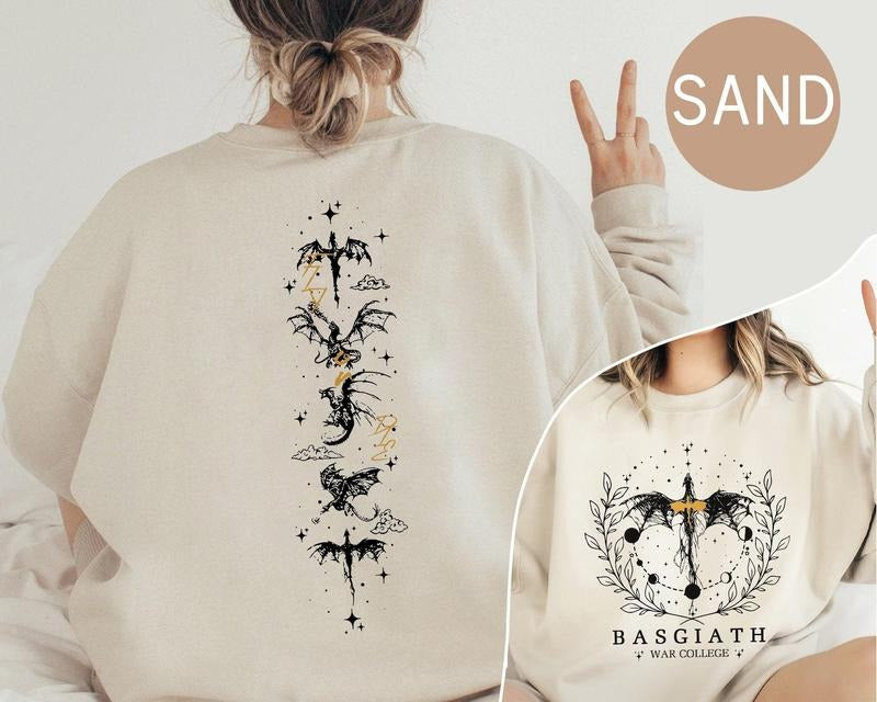 Basgiath War College 2 Sided Sweatshirt, Vintage Fourth Wing Crewneck, Dragon Rider Sweater, Fourth Wing Hoodie, Bookish Sweatshirt, Booktok Sweater