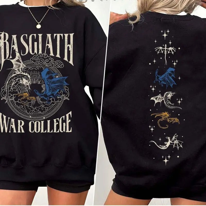 Basgiath War College 2 Sided Sweatshirt, Vintage Fourth Wing Crewneck, Dragon Rider Sweatshirt Fourth Wing Hoodie, Book Nerd Sweater, Bookish Sweatshirt, Booktok Sweater