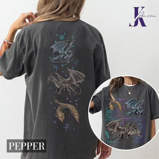 Basgiath War College Comfort Colors Shirt, Fourth Wing Dragon Shirt, Tairn & Andarna Dragon TShirt, , Dragon Rider Sweatshirt, Bookish Gift for Readers Crewneck Top