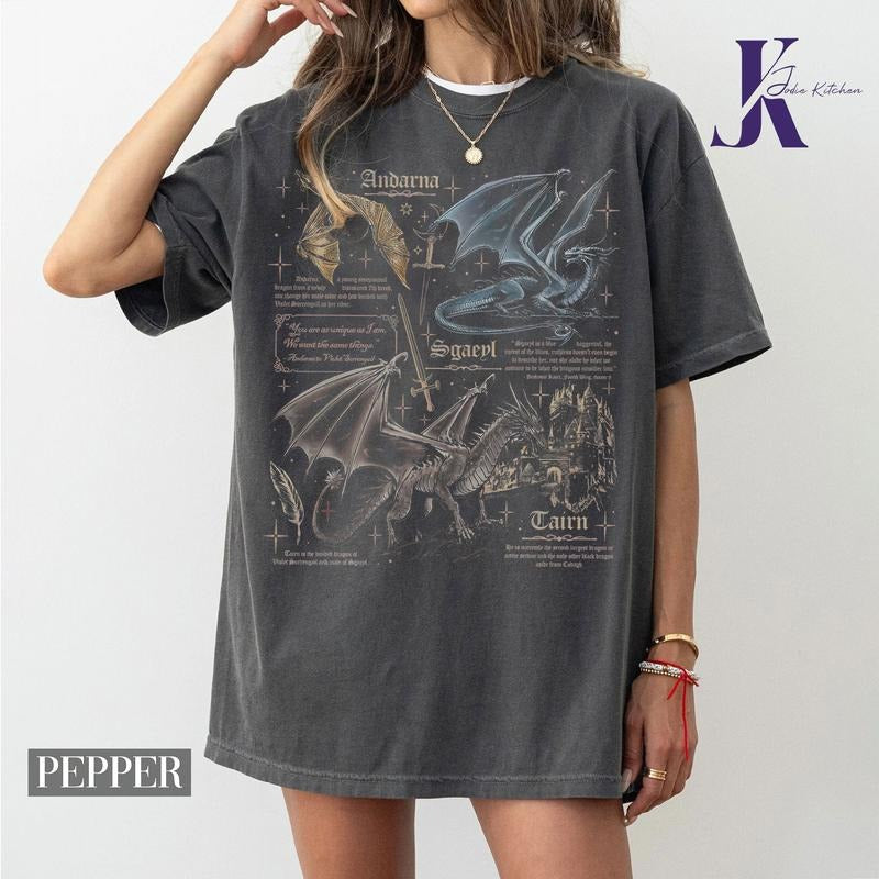 Basgiath War College Comfort Colors Shirt, Fourth Wing Dragon Shirt, Tairn & Andarna Dragon TShirt, , Dragon Rider Sweatshirt, Bookish Gift for Readers