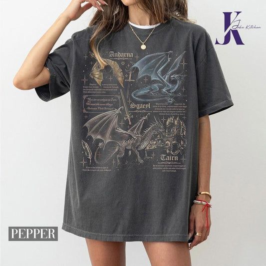 Basgiath War College Comfort Colors Shirt, Fourth Wing Dragon Shirt, Tairn & Andarna Dragon TShirt, , Dragon Rider Sweatshirt, Bookish Gift for Readers