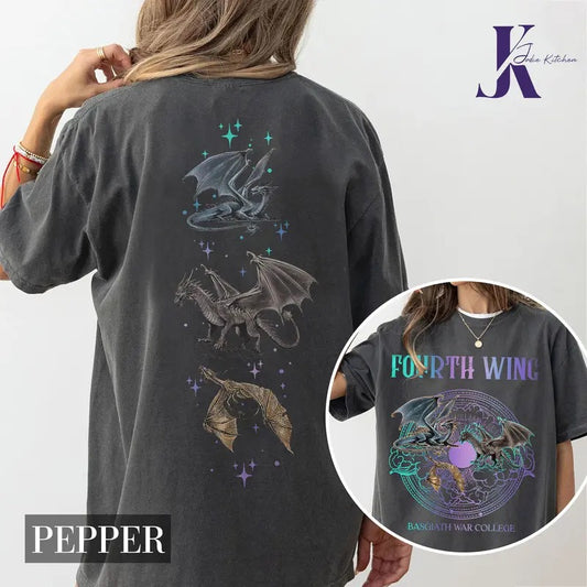 Basgiath War College Comfort Colors Shirt, Fourth Wing Dragon Shirt, Tairn & Andarna Dragon TShirt, , Dragon Rider Sweatshirt, Bookish Gift for Readersstyle{n002}2
