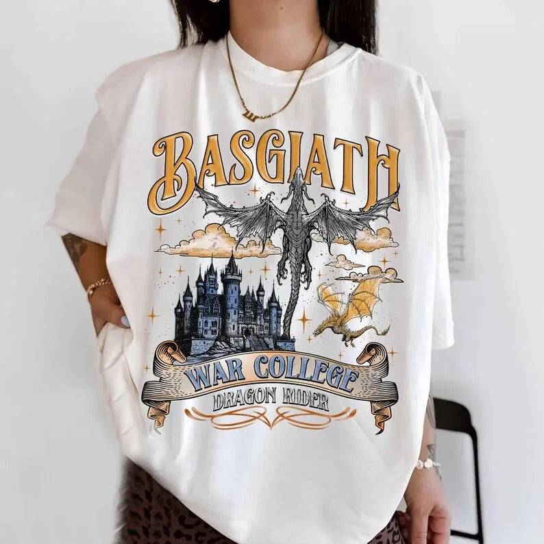 Basgiath War College T-Shirt, Dragon Rider, Fourth Wing Shirt, Violet Sorrengail, Dark Academia Tee, Fly or Die, Riders...