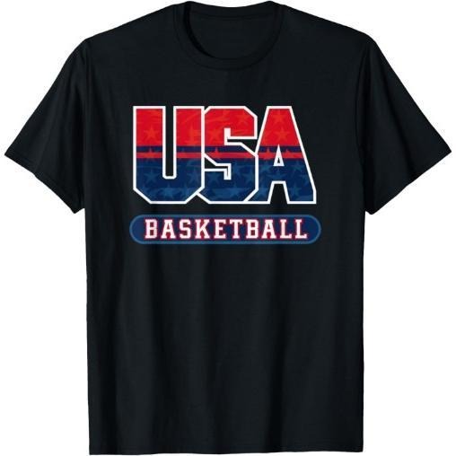 Basketball USA Flag Patriotic Sports Lover American B Ball T-Shirt Made in USA