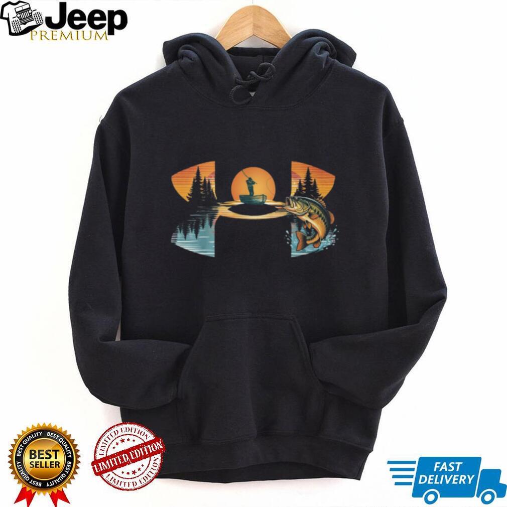 Bass Fishing Sunset Silhouette Fisherman Graphic T Shirt