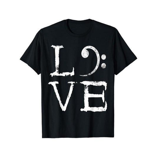 Bass clef, horror love, bass guitar player, bass guitar player t-shirt Made in USA