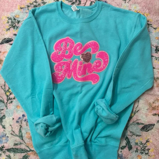Be Mine Sequin Patch Sweatshirt | Valentine Patch Sweatshirt