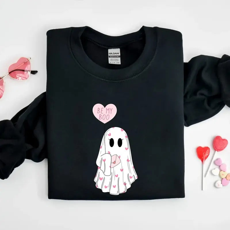 Be My Boo Sweatshirt, Ghost Sweater, Valentines Day Hoodie, XOXO Sweatshirt, Women Valentines Day Sweatshirt, Heart Sweatshirt, Funny Valentines Tee, Hodie and Sweater, T-Shirt