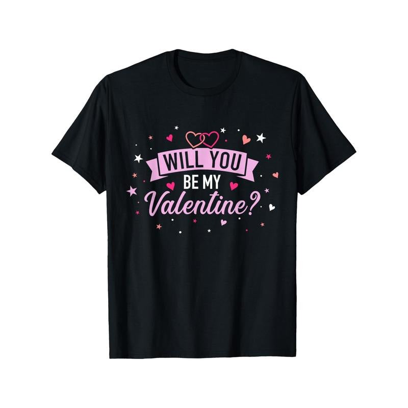 Be My Valentine Funny Valentines Day Novelty Graphic Printed Tee, Short Sleeve Boys Valentine'S Day T-Shirt for Boyfriend Bf Lover 100% Cotton made in usa