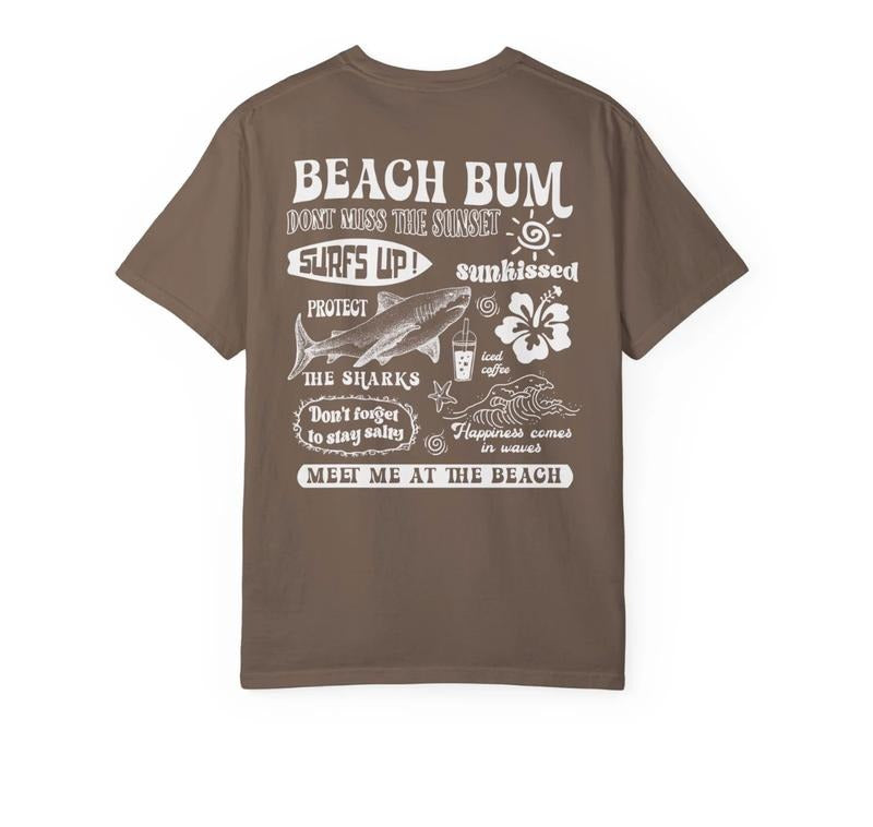 Beach Bum Tee Preppy Shirt Y2k Wearing Coconut girl Tee Shark Lover gift Woman's clothing Ocean Surf Shirt Menswear Top Underwear Tshirt Clothe Streetwear Shortsleeve Crewneck Round Neck Tropical