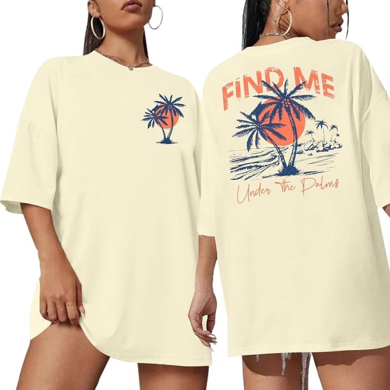 Beach T Shirts Women Find Me Under The Palms Shirt Vintage Summer Tropical Hawaii Vacation Trip Beach Graphic Tees