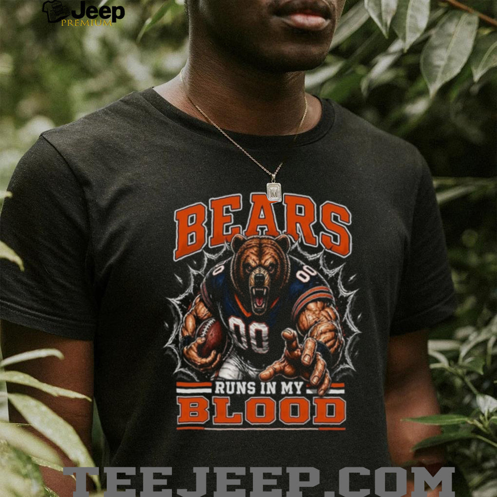 Bears Football Runs In My Blood Vintage Retro Sports Fan Apparel For Men Women Shirt