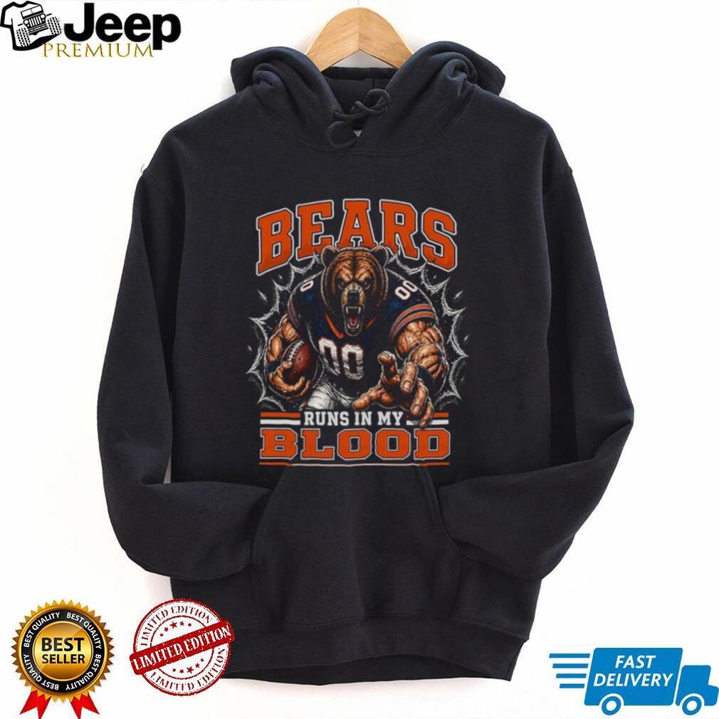 Bears Football Runs In My Blood Vintage Retro Sports Fan Apparel For Men Women Shirt