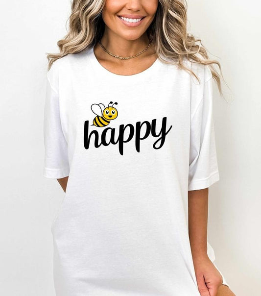 Bee Happy Shirt, Summer Shirt, Funny T-Shirt, Graphic Tee, Gift for Him Her, Funny Tshirt, Mens Womens Shirt, Funny Shirt, Funny Saying