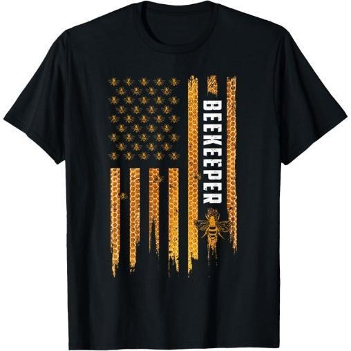 Beekeeping American Flag Honeycomb Honey Bees Beekeeper T-Shirt Made in USA Hoodie, Sweatshirt | WearSparks.com