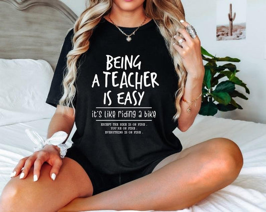 Being A Teacher is Easy, It's Like Riding A Bike Shirt, Funny Teacher Shirt, Back to School Teacher Tee
