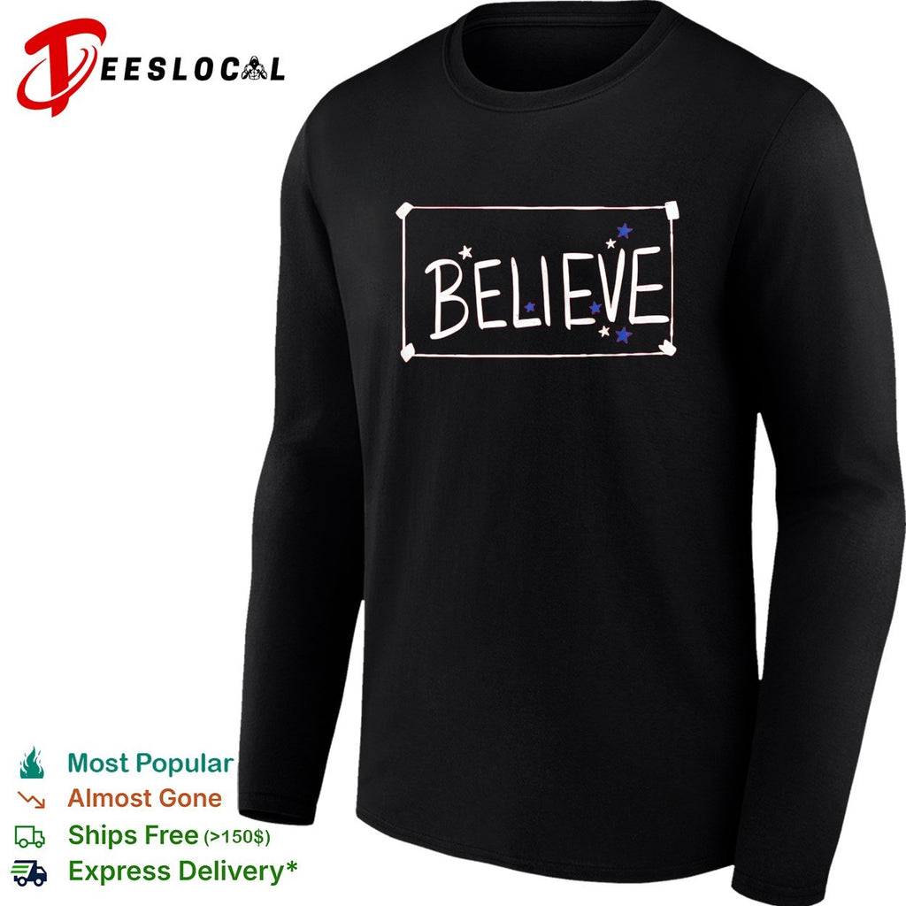 Believe American stars red pride typography shirt