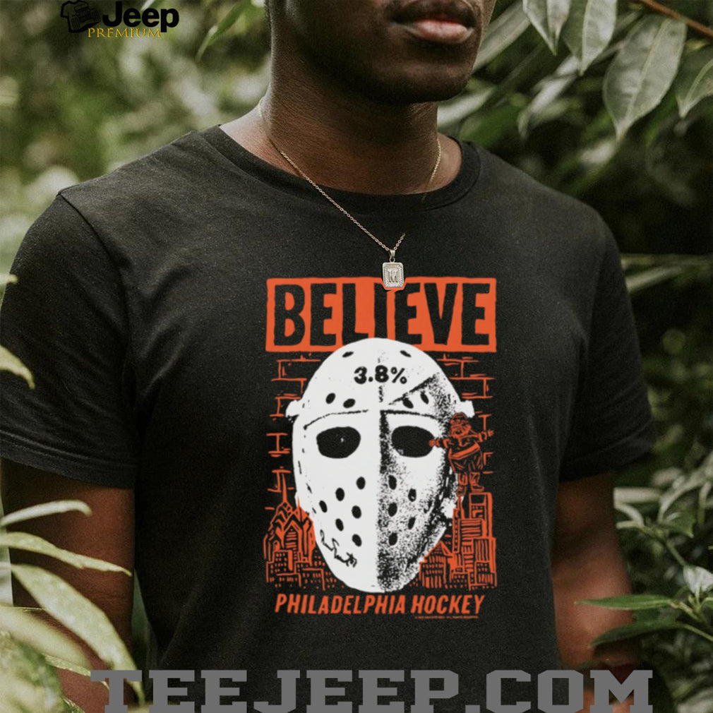 Believe Philadelphia Hockey Jason Voorhees Mask Orange Graphic T Shirt