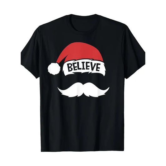 Believe Quote Christmas Hat Beard Family Reunion Christmas T-Shirt - Best Dress for Christmas, Halloween, Thanksgiving Made in USA