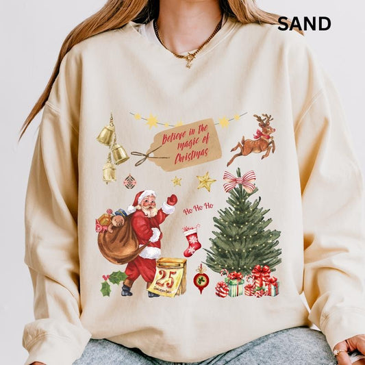 Believe in the Magic Of Christmas Sweatshirt,  Christmas Graphic Sweatshirt for Men and Women - Pullover, Comfortable