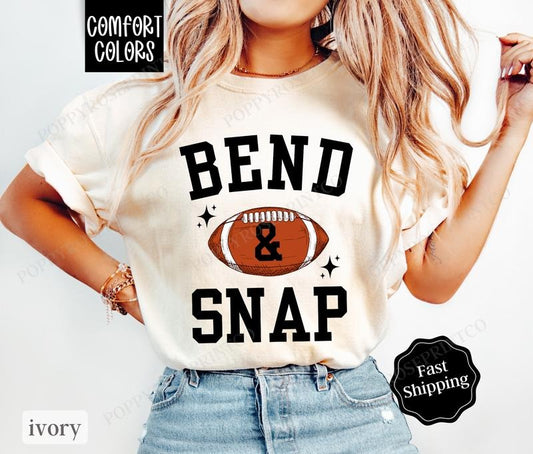 Bend And Snap Football Shirt Comfort Colors, Womens Football Tee, Fall Womenswear Oversized Crewneck