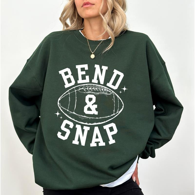 Bend And Snap Sweatshirt, Funny Football Season Crewneck, Football Lovers Sweater, Football Day Long Sleeves Pullover, Funny Game Day Crewneck