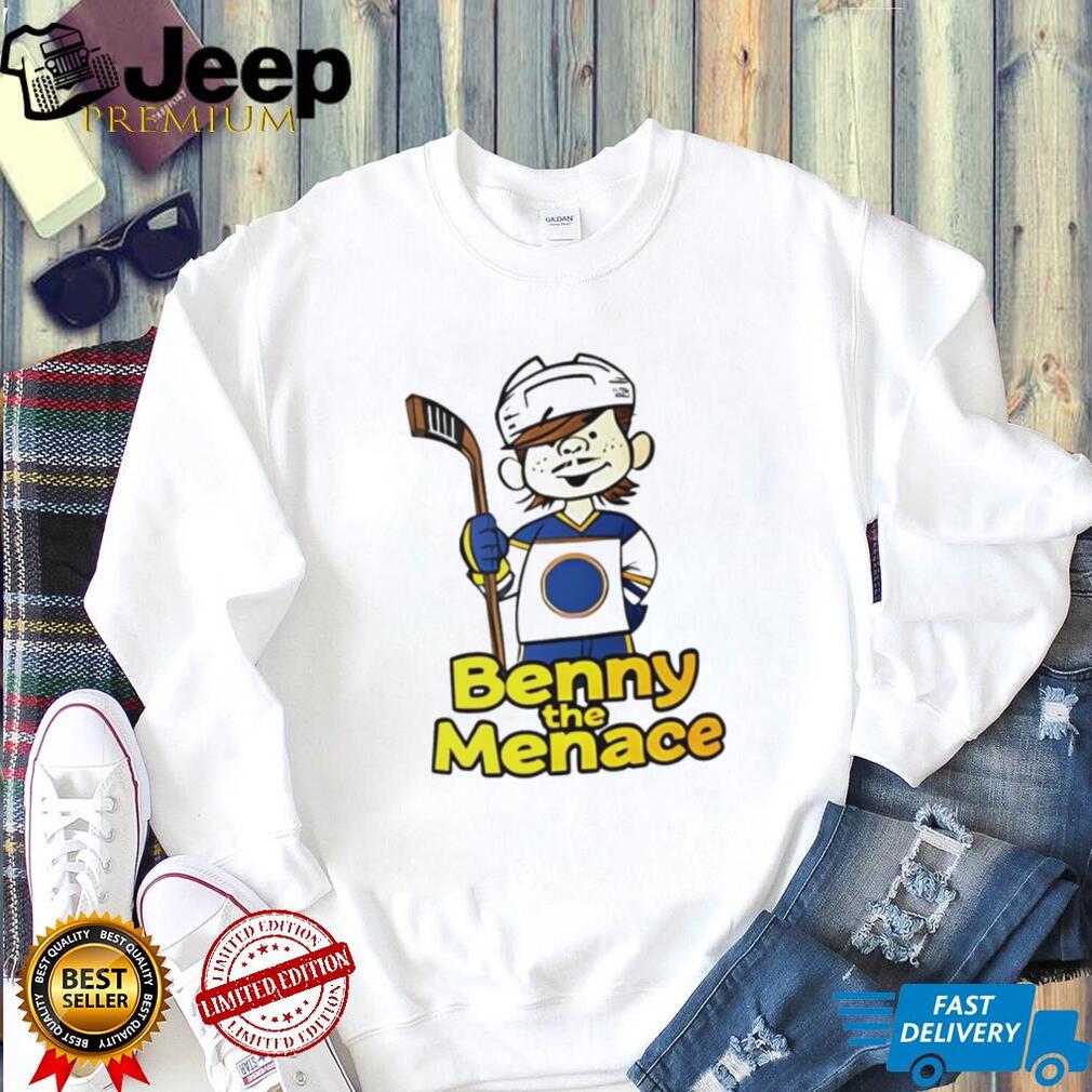 Benny the Menace Hockey Character T Shirt Funny Youth Hockey Graphic T Shirt Sports Fan Cartoon Mascot Shirt